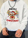 kkboxly Fashionable Men's Casual Christmas Reindeer Print,Long Sleeve Round Neck Sweatshirt,Suitable For Outdoor Sports,For Autumn And Winter,Can Be Paired With Hip-hop Necklace,As Gifts