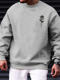 kkboxly  Fashionable Men's Casual Rose Print,Long Sleeve Round Neck Pullover Sweatshirt,Suitable For Outdoor Sports,For Autumn And Spring,Can Be Paired With Hip-hop Necklace,As Gifts