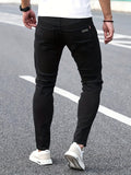 Men's Slim Fit Straight Leg Jeans, Casual Classic Design Street Style Jeans