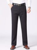 kkboxly  Classic Design Dress Pants, Men's Casual Solid Color Slightly Stretch Dress Pants For Spring Summer Business