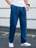 kkboxly  Men's Casual Pants Drawstring Waist Straight Leg Work Track Pants