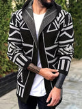 kkboxly  Elegant Slightly Stretch Ethnic Retro Cardigan, Men's Casual Vintage Style V Neck Cardigan Sweater Coat For Fall Winter