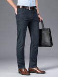 kkboxly  Men's Straight Leg Jeans For Business, Semi-formal Medium Stretch Jeans