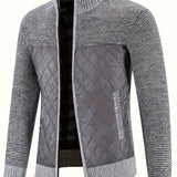 kkboxly  Men's Warm Sweater Casual Jacket, Stand Collar Jacket Coat For Fall Winter