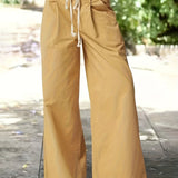 kkboxly  Solid Drawstring Wide Leg Pants, Casual Pocket Pants For Spring & Fall, Women's Clothing