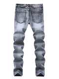 kkboxly Men's Vintage Casual Straight Slim Washed Denim Jeans