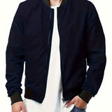 kkboxly Men's Stylish Bomber Jacket - Large Size, Pockets & Zipper for Maximum Comfort