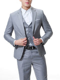 Formal 3 Pieces Set, Men's Two Button Jacket & Slanted Lapel Vest & Pants Suit Set For Business Dinner Wedding Party