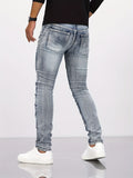 kkboxly  Men's Casual Skinny Biker Jeans, Chic Street Style Stretch Denim Pants