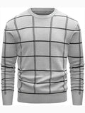 kkboxly  Men´s Casual Plaid Sweater, Loose Comfy Stretch Pullover, Men's Clothing