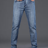 kkboxly  Men's High Quality Straight Leg Jeans For Business, Semi-formal Stretch Denim Pants