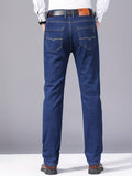 kkboxly  Classic Design Regular Fit Jeans, Men's Semi-formal Medium Stretch Denim Pants For All Seasons Business