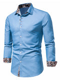 kkboxly  Men's Long Sleeve Denim Clash Shirt