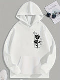 kkboxly  Rose Print, Hoodies For Men, Graphic Fleece Sweatshirt With Kangaroo Pocket, Comfy Trendy Hooded Pullover, Mens Clothing For Fall Winter