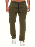 kkboxly  Men's Casual Solid Color Pants, Fleece Slight Stretch Sweatpants