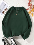 kkboxly  Plus Size Casual Sweatshirt, Women's Plus Solid Liner Fleece Long Sleeve Crew Neck Slight Stretch Pullover Sweatshirt, Casual Tops For Fall & Winter, Plus Size Women's Clothing