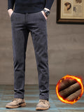 Plus Fleece Men's Corduroy Comfy Long Pants With Pockets, Fall Winter Outdoor