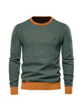 kkboxly  Men's Long Sleeved Sweater, Men's Knitted Pullover For Spring And Autumn