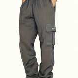 kkboxly Men's Multi Pocket Cargo Pants, Casual Loose Fit Sports Pants