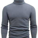 kkboxly  Casual Solid Men's Autumn And Winter Turtleneck Long-sleeved Fit T-shirt