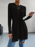 Versatile Split Hem Long T-Shirt, Casual Long Sleeve Crew Neck T-Shirt For Spring & Fall, Women's Clothing