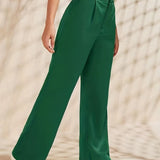 kkboxly  Solid Straight Leg Trouser, Business Casual Suit Pants For Spring & Summer, Women's Clthing