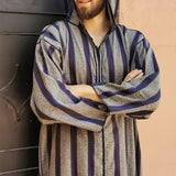 kkboxly  Men's Moroccan Djellaba, Casual Long Sleeve Hooded Top For Spring Autumn