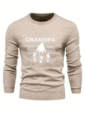 kkboxly  Plus Size Men's Stylistic Sweater, GRANDPA Graphic Print Knit Pullover Sweater For Males, Casual Trendy Long-sleeved Sweater For Spring/autumn, Best Seller Gifts