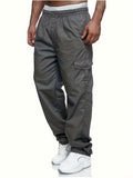 kkboxly  Men's Chic Multi Pockets Joggers, Casual Waist Drawstring Cargo Pants For All Seasons