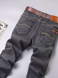 Men's Regular Chic Jeans, Street Style Distressed Stretch Denim Pants