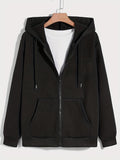 kkboxly  Chic Zip Up Hoodie, Men's Casual Stretch Hooded Sweatshirt Jacket, Men's Sportswear