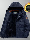 kkboxly Warm Fleece Windbreaker Hooded Jacket, Men's Casual Zip Up Jacket Coat For Fall Winter Outdoor Activities