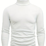 kkboxly  Casual Solid Men's Autumn And Winter Turtleneck Long-sleeved Fit T-shirt