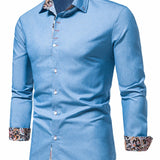 kkboxly  Men's Long Sleeve Denim Clash Shirt