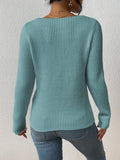 kkboxly  Solid Rib Knit Sweater, Casual Long Sleeve V Neck Slim Sweater, Women's Clothing