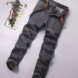 Men's Regular Chic Jeans, Street Style Distressed Stretch Denim Pants