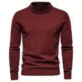 kkboxly  All Match Knitted Sweater, Men's Casual Warm High Stretch Stand Collar Pullover Sweater For Fall Winter