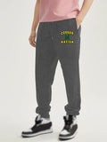 kkboxly  COUGAR NATION Print, Men's Drawstring Sweatpants With Fleece, Casual Warm And Comfy Jogger Pants For Men