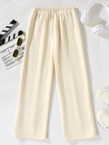 kkboxly  Girls Fashion Solid Color Casual Sports High Waist Wide Leg Pants Straight Leg Pants