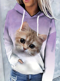 xieyinshe  3D Cat Graphic Sports Hoodie,Printed Drawstring Long Sleeve Hooded Sweatshirts,Women's Sporty Sweatshirts