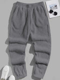 kkboxly Warm Fleece Joggers, Men's Casual Pants Sweatpants With Pockets For Fall Winter