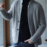 kkboxly  Men's Pocket Knitted Stand Neck Thickened Cardigan Sweater