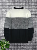 kkboxly  Men's Gradient Crewneck Casual Check Knit Pullover Sweater