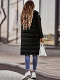 kkboxly  Button Front Hoodie Puffy Coat, Casual Long Sleeve Warm Outwear For Winter, Women's Clothing