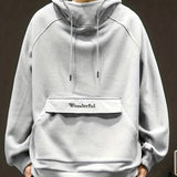 kkboxly  Men's Trendy Solid Fleece Hoodie, Casual Warm Loose Hooded Sweatshirt For Outdoor