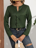 kkboxlyElegant Solid Crew Neck Shirts, Long Sleeve Casual Every Day Blouses Top For Spring & Fall, Women's Clothing