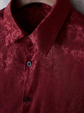 kkboxly  Vintage Floral Print Men's Stylish Long Sleeve Button Up Shirt, Spring Fall