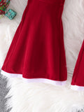 Christmas Set Girls Long Sleeve Peplum Top With Belt + Bell-Bottom Pants Set Holiday Christmas Gift, perfect for  outdoor santa parties