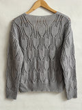 kkboxly  Cut Out V Neck Sweater, Casual Long Sleeve Sweater For Fall & Winter, Women's Clothing