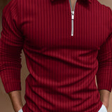 kkboxly Casual Long Sleeves Polo Shirts, Button V-neck Tee, Men's Comfortable Slim Tops Spring Fall Clothing